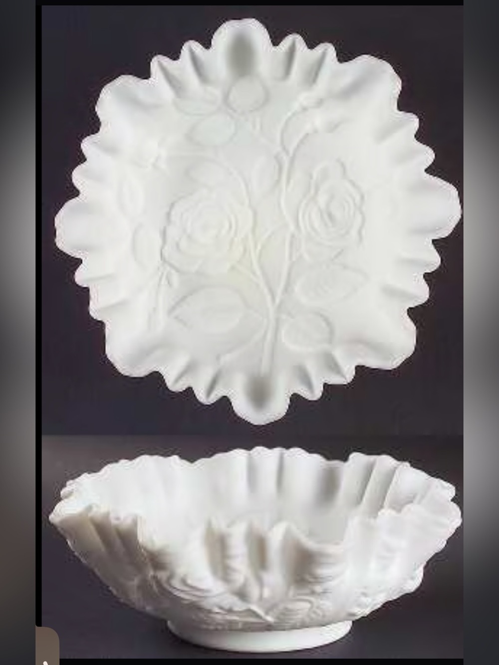 Vintage Imperial Milk Glass Rose Design
